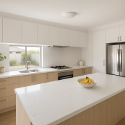 White Essastone benchtop installed in a modern Perth kitchen