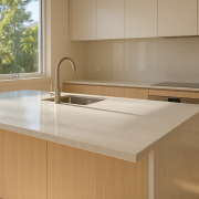 Installed Caesarstone benchtop in a modern Gold Coast kitchen