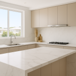 Essastone Unique Calacatta benchtop installed in a modern Gold Coast kitchen