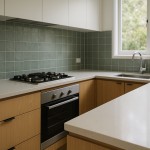 Engineered stone benchtop in a modern kitchen with undermount sink