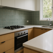 Engineered stone benchtop in a modern kitchen with undermount sink