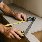 Stone benchtop templating and measuring on site