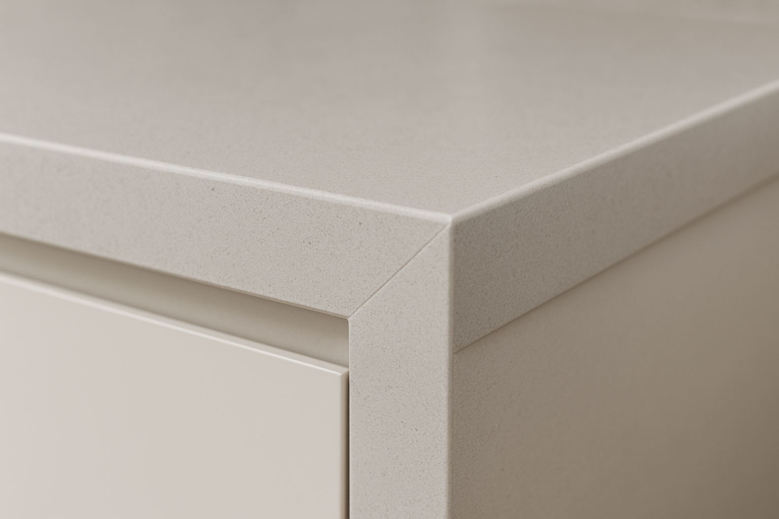 40mm mitred edge detail on an engineered stone benchtop