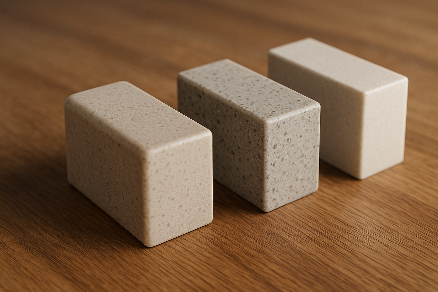 Sample blocks showing different stone benchtop edge profiles